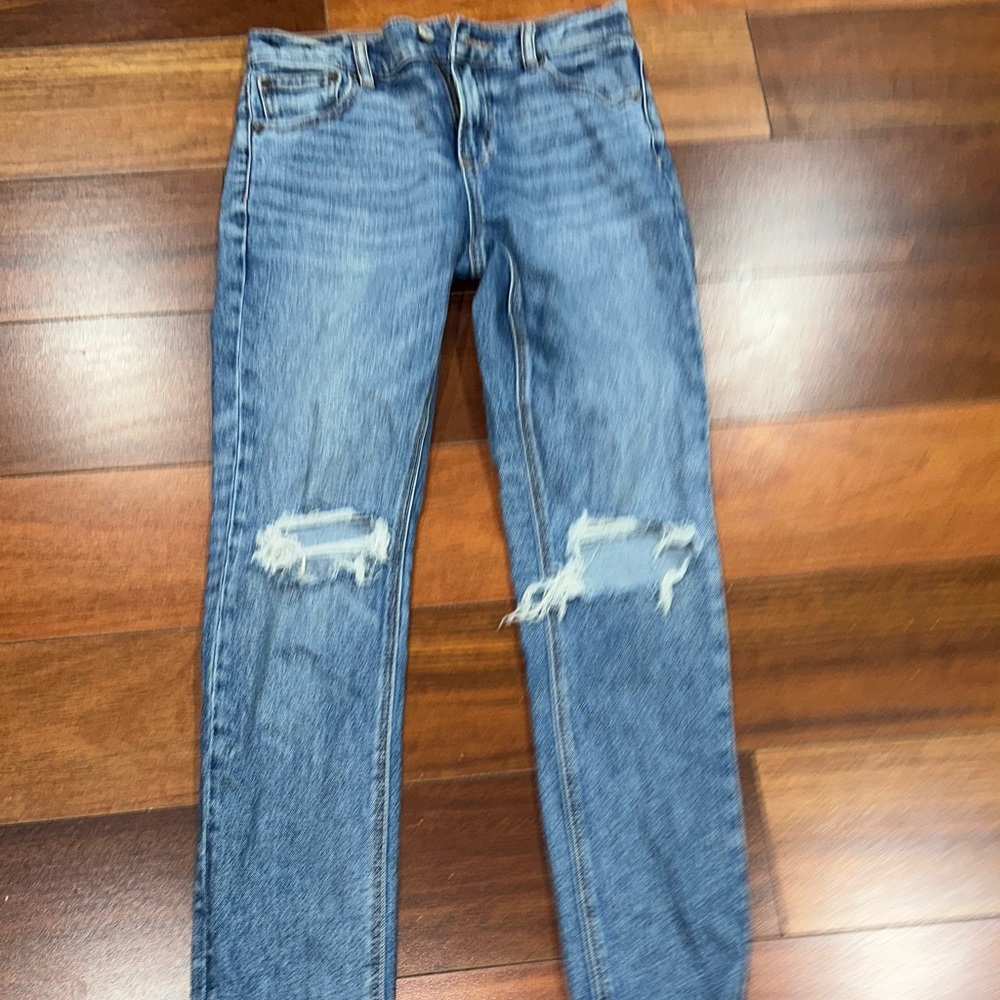 American Eagle Outfitters Blue Distressed Ankle Jeans